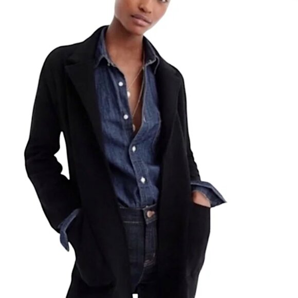 J Crew Black Cotton Knit Sweater Blazer Jacket 100% Cotton Size S Small - Picture 4 of 6